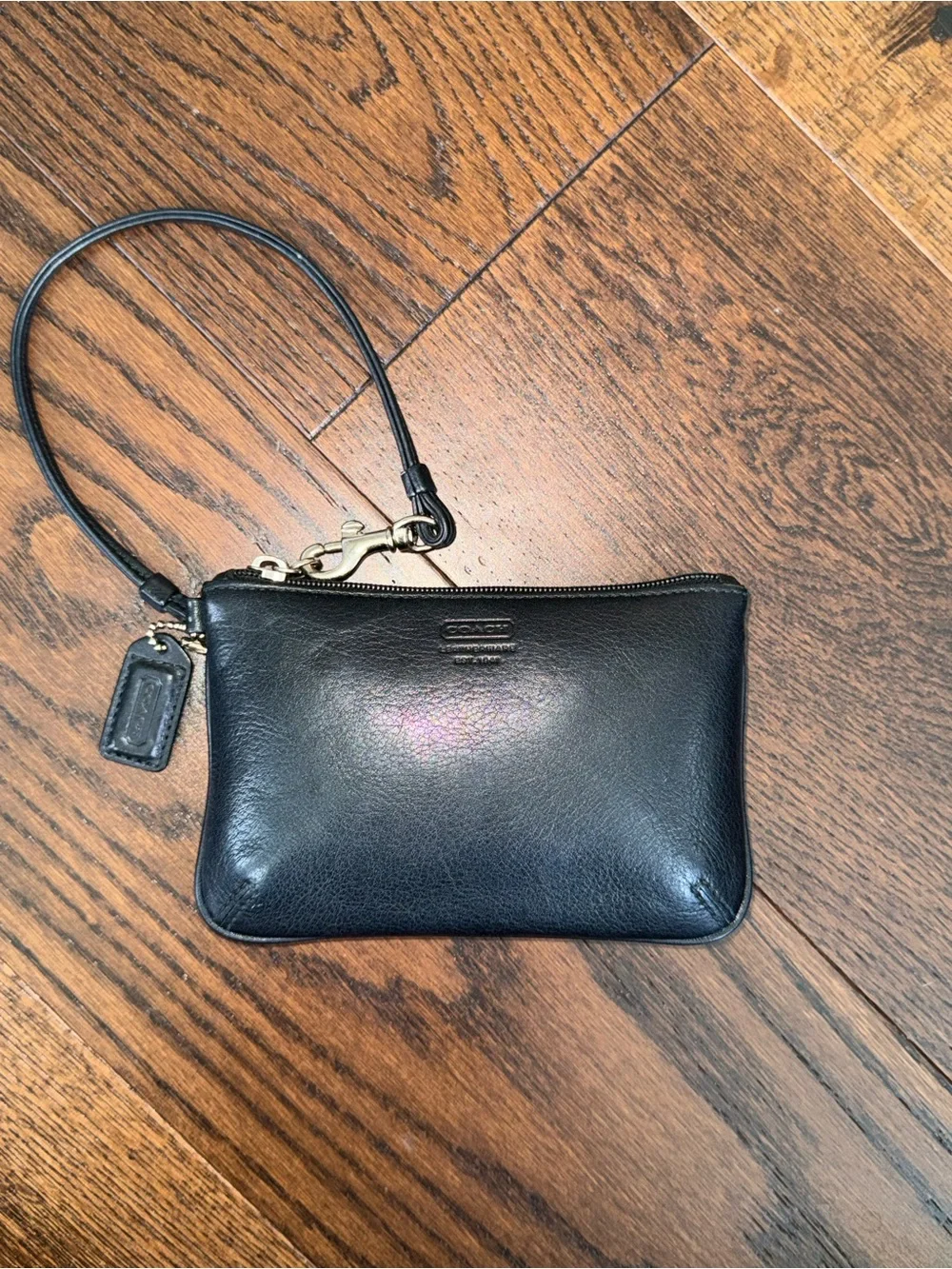 Coach Y2K 2000s Black Leather Wristlet